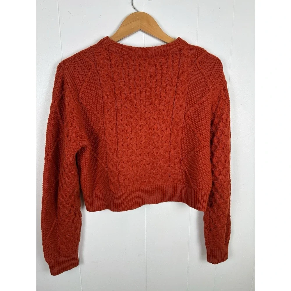 Future Collective Reese Blutstein Size Small Rust‎ Cropped Cable Knit Sweater
